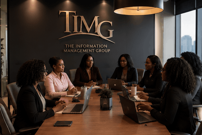 Professional consultants reviewing strategy in a bright office